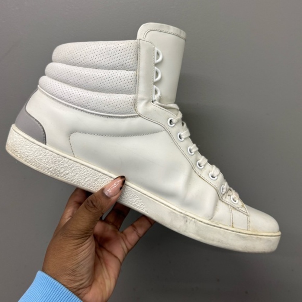 Gucci Ace High Top GG White Leather Sneakers Sz 11 Men's Pre-Owned‎